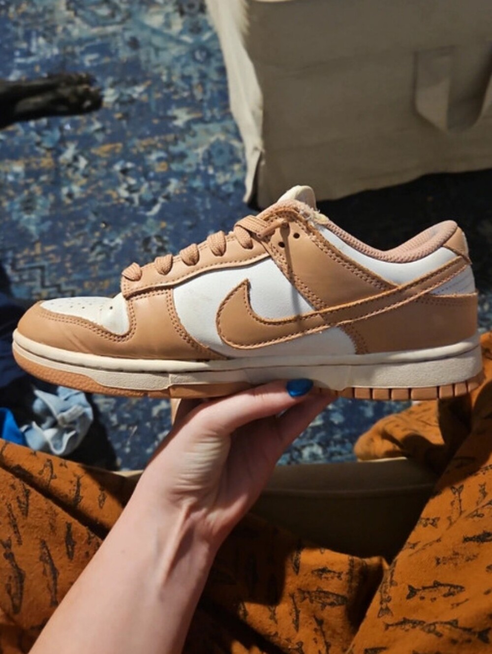 Nike Low-Top Sneakers in Cream and Tan Leather